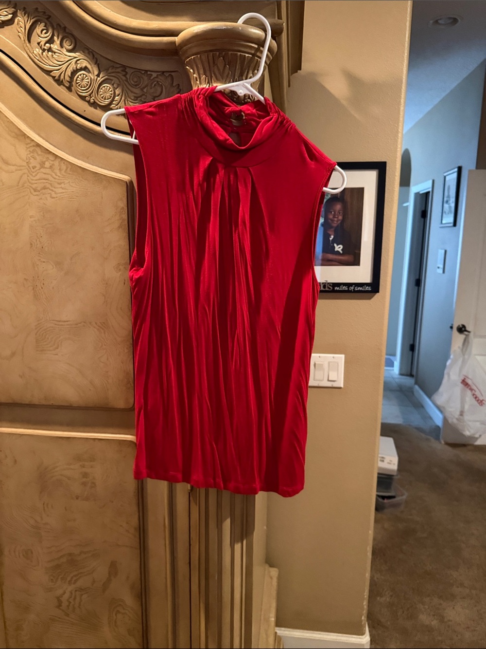 Cable & Gauge Red Sleeveless Mock Neck Top